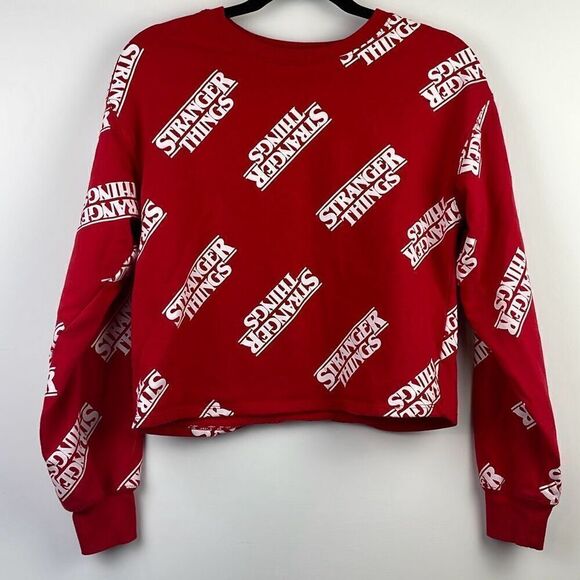 Women's Netflix Stranger Things Graphic Print Sweatshirt Bright Red Small - Picture 2 of 8
